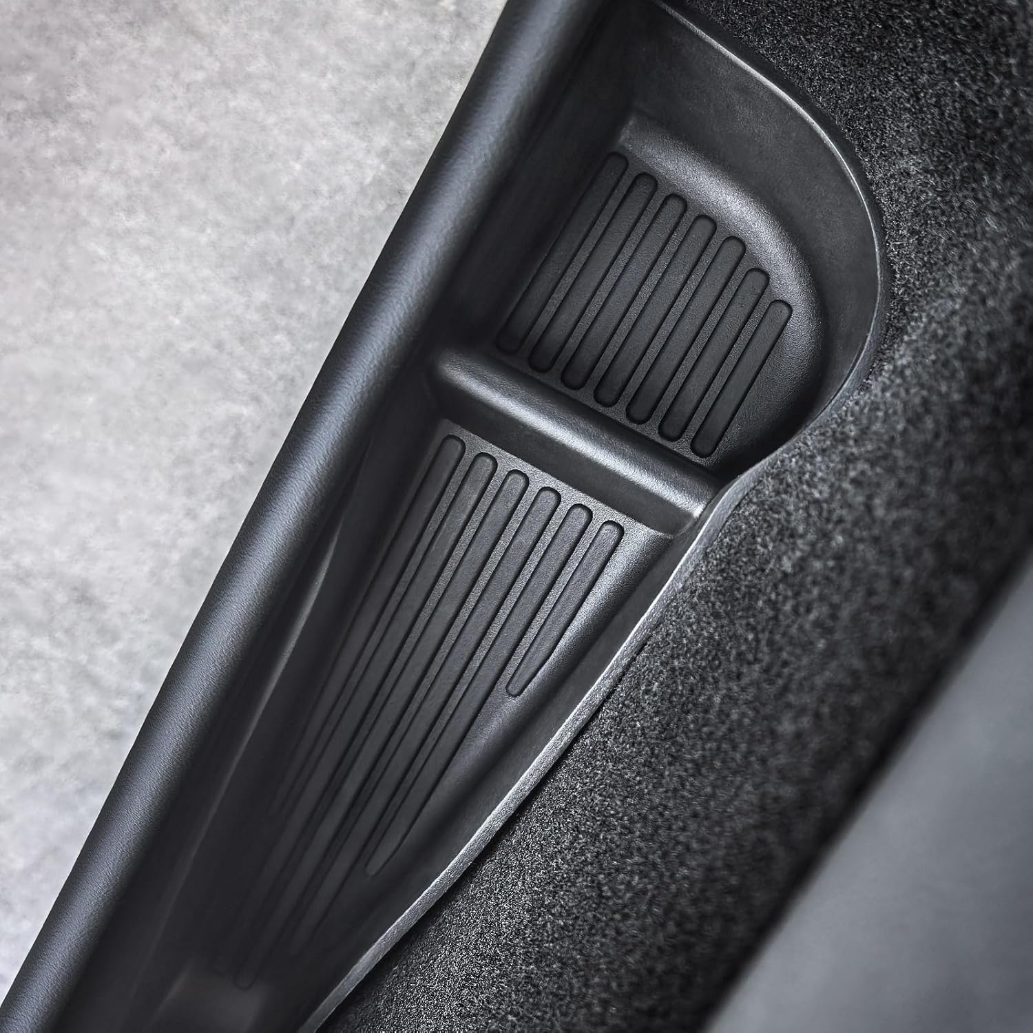 4 Pcs Door Side Storage Box Organizer Trays for New Tesla Model Y Juniper Accessories 2025 2026 Front & Rear TPE Door Pocket Liner Protector with Anti-Slip Design